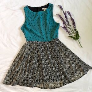 Bar III Polka Dot Houndstooth Fit N’ Flare Dress